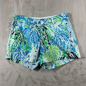 Lilly Pulitzer The Callahan Blue Green White Coral Fish Coastal Vibrant Shorts 4